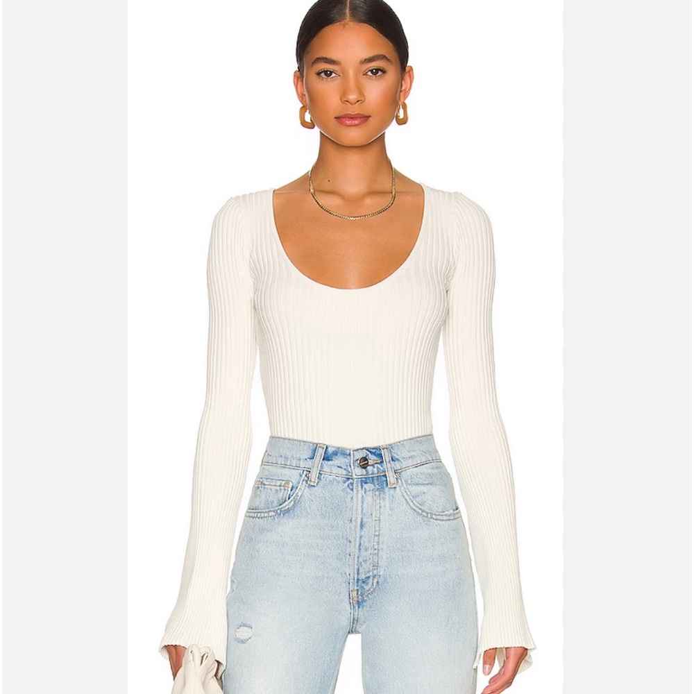 Anine Bing Cream Scoop Neck Sweater